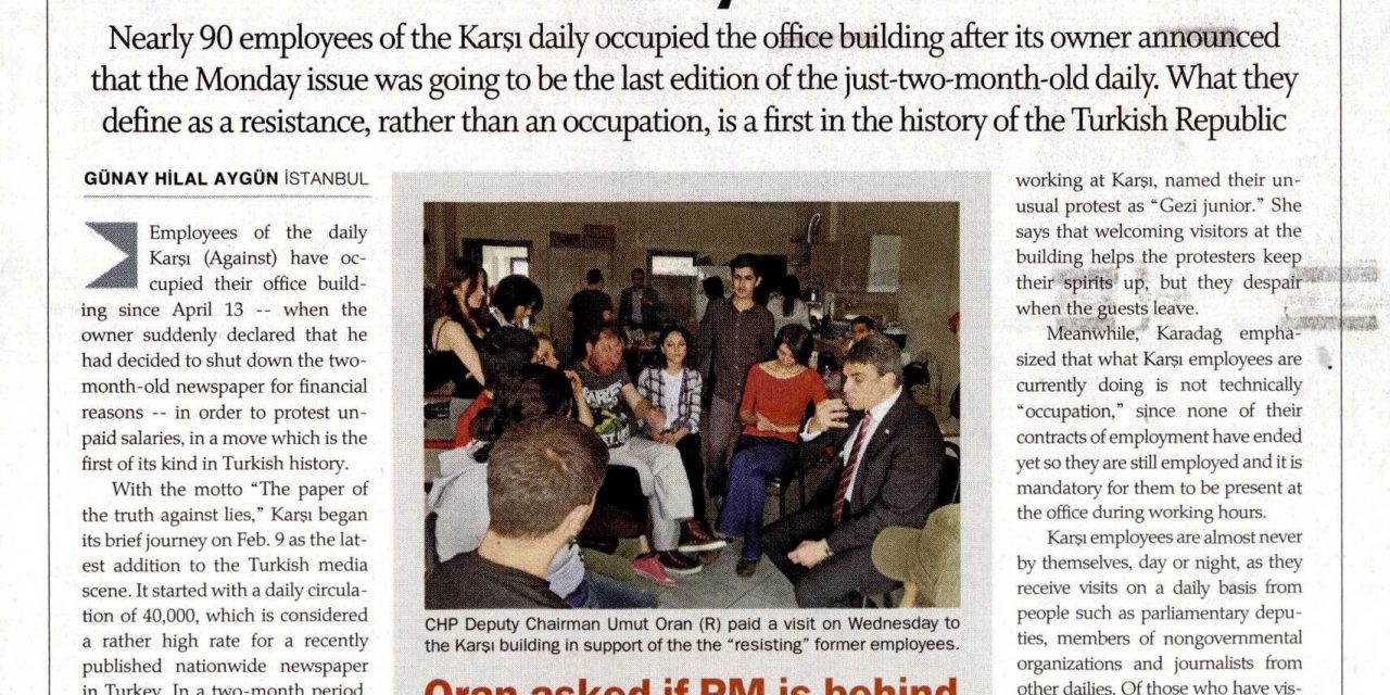 Employees occupy building after Karşı daily closes down -Today’s Zaman
